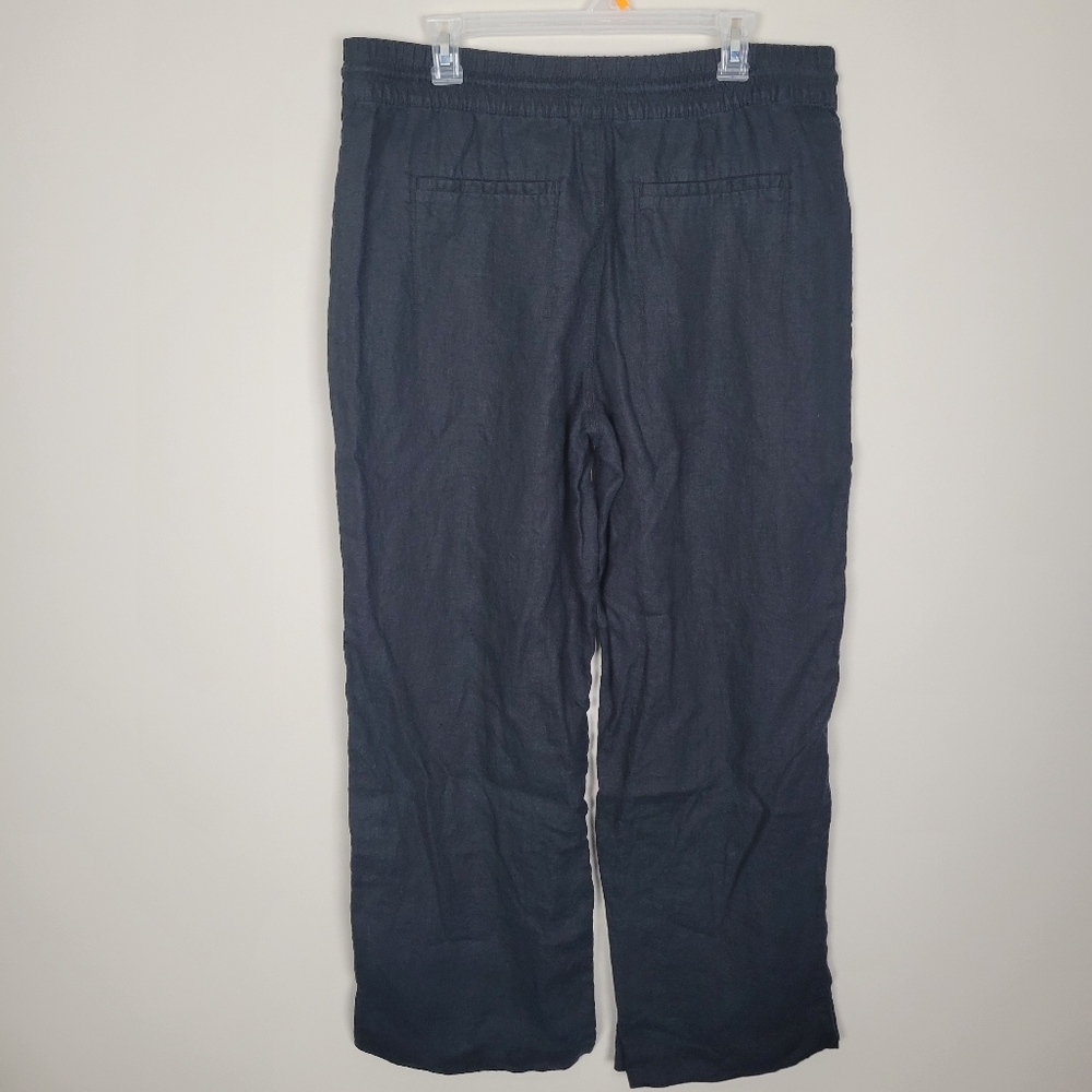 Athleta Retreat 100% Linen High Rise Wide Leg Pants Womens Large Black Relaxed - Picture 5 of 9